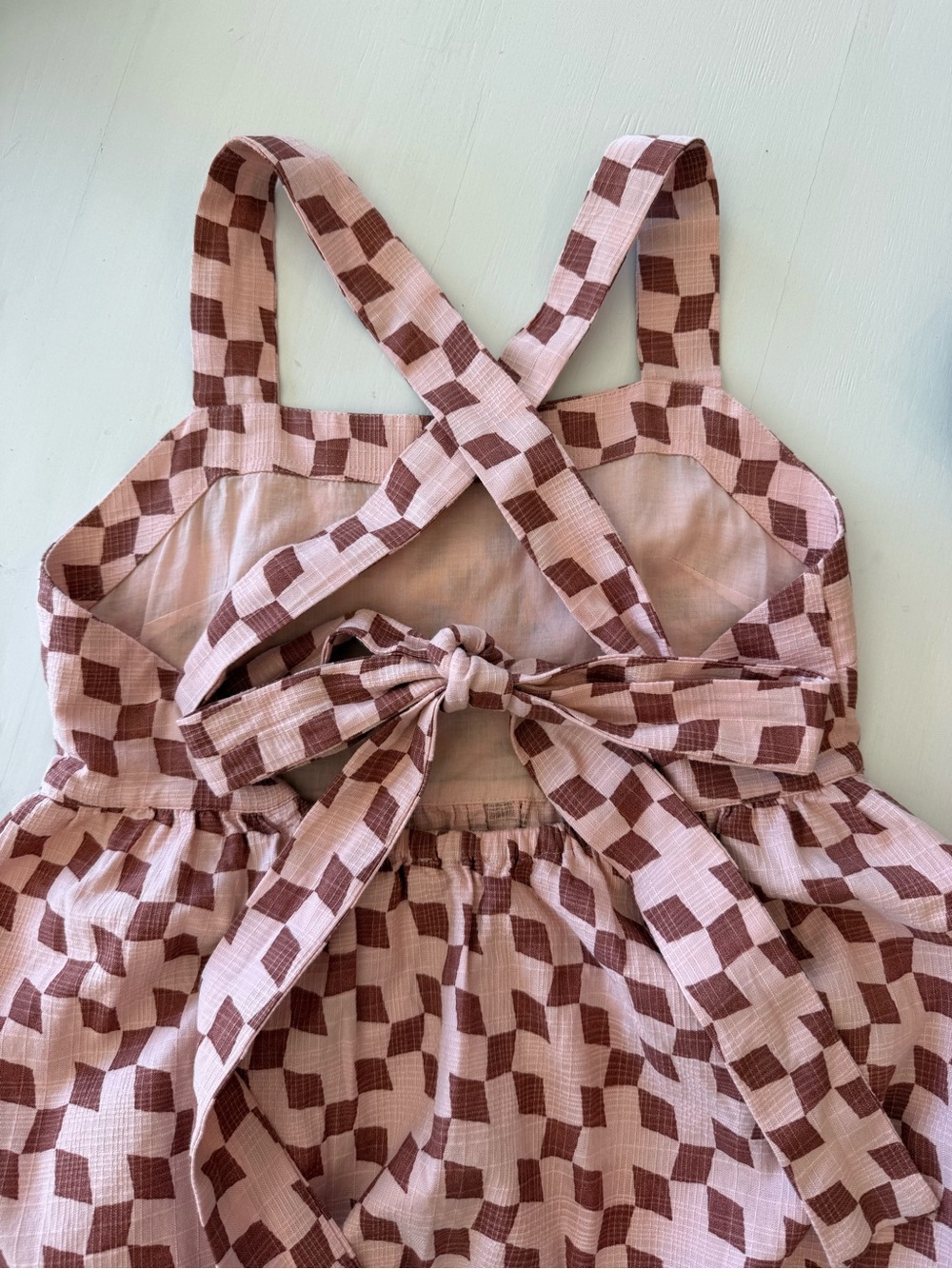 Madewell Pink and Brown Checked Tiered Dress - Picture 2 of 5